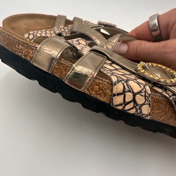 Tatami Birkenstock Metallic Snake Print Jewel Sandals 37 / 240 Size 6 - Picture 9 of 13